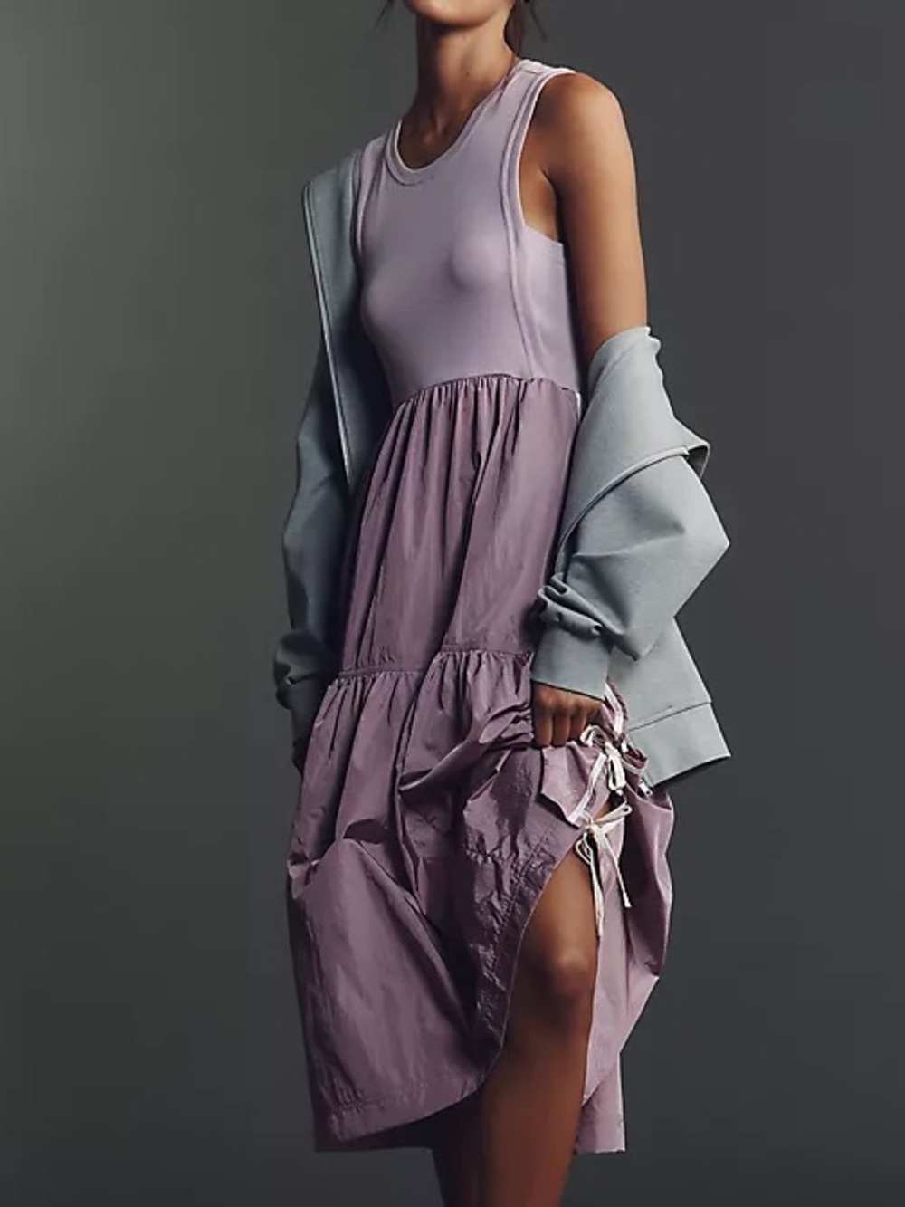 Daily Practice By Anthropologie XXS Mauve Purple Bowline Sleeveless Midi Dress